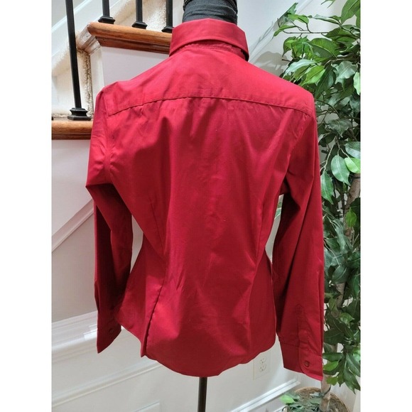 Forsyth Women's Burgundy Cotton Long Sleeve Collared Button Up Top Size Small - Picture 7 of 12